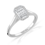 0.15 ct Modern Tasarım Baget Kare Tektaş Yüzük