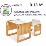 0-18 Ay Serçe Ahşap Montessori Çocuk Oyun, Çalışma ve Aktivite Masası ve Sandalyesi