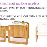 0-18 Ay Serçe Montessori Ahşap Çocuk Oyun, Çalışma, Aktivite Masası Ve Sandalyesi Seti