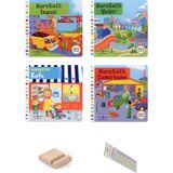 0-2 Yaş Hareketli Kitaplar Serisi Hareketli Mekanlar / 4 Kitap /+ Tablet Standı