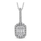 0.25 ct Modern Tasarım Baget Kare Tektaş Kolye
