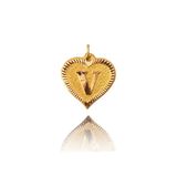 0.25 gr 14 Ayar V Harfi Kalp Kolye Ucu