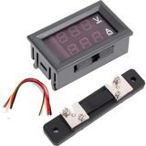 0.28 İnç 0-100v 50a Çift Led Kırmızı Voltmetre Ve Mavi Ampermetre Şönt Dirençli