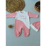 0-3 3-6 Ay Lucky Baby Nakışlı Es Çizgi Boy Şapkalı Kız Bebek Tulumu Pudra
