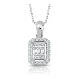 0.30 ct Baget Pırlanta Kare Tektaş Kolye
