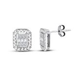0.30 Ct. Modern Tasarım Baget Kare Tektaş Küpe