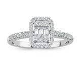 0.32 ct Modern Tasarım Baget Kare Tektaş Yüzük