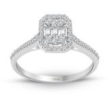 0.34 ct Modern Tasarım Baget Kare Tektaş Yüzük