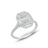 0.45 ct Modern Tasarım Baget Kare Tektaş Yüzük