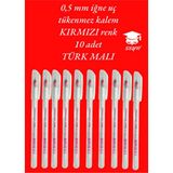 0.5 mm Iğne Uç Kırmızı Tükenmez Kalem 10 Adet Yeni Seri Yeni Üretim Türk Malı Pensan 2305 Kırmızı