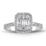 0.60 ct 18K Modern Tasarım Baget Kare Tektaş Yüzük