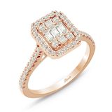 0.60 ct Baget Rose Gold Kare Tektaş Yüzük