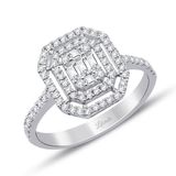 0.60 ct Çift Sıra Baget Kare Tektaş Yüzük