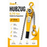 0.75 Ton 1.5 M Hubzug Zincirli Çektirme Manuel Kaldırma Caraskal Mandallı Kanca