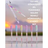 0.8 mm Gökkuşağı Jel Tükenmez Kalem Renkli Mürekkepli 6 Adet Set Turuncu Tek Ebat