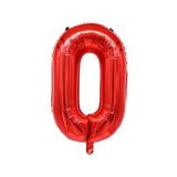 0 Rakam Kırmızı Folyo Balon 34 inç 76-82 cm