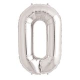 0 Rakamı Gümüş 40 inchh Folyo Balon