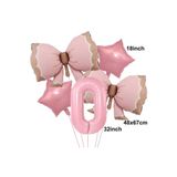 0 Yaş Pembe Renkli Retro Pembe Fiyonklu Balonlu Doğum Günü Parti Seti Süsü