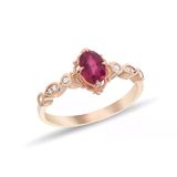 0,08 Karat Pırlantalı Yakut Taşlı Vintage Yüzük