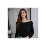 02Lady Fashion Kayık Yaka Yumuşak Dokulu Düşük Omuz Köpük Kumaş Bluz