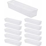 0382 10'lu Modüler Çekmece Içi Organizer Seti 30X7,5 cm – Şeffaf Mutfak, Kaşıklık, Çatal Bıçak ve Makyaj Düzenleyici
