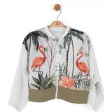 04-08 Yaş Kız Çocuk Flamingo Tema Üçlü Takım - Ekru-Haki - 4 Yaş - Ekru - Haki