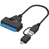 0442 2in1 USB 3.0 Type-C To 2.5 Inç Sata HDD SSD Çevirici Dönüştürücü Sata-Usb 3.0 / Type-C Kablo (2.5 Inç Hdd/ssd Uyumlu) Toplam Uzunluk: 30 cm Yüksek Hızlı Veri Aktarımı (5 Gbps)