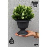 0,5 Litre Nergis Saksı 13cm Ayaklı Plastik Bahçe Balkon Saksısı - Antrasit