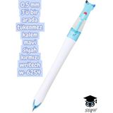 0,5 mm 3'ü Bir Arada Tükenmez Kalem Mavi Siyah Kırmızı Writech W-6254 Beyaz Tek Ebat