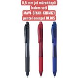 0,5 mm Jel Mürekkepli Kalem Seti Mavi-Siyah-Kırmızı Pentel Energel BL105 - Karışık Renkler - standart