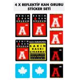 0726199643636 Çınar Extreme® A Rh- (Negatif) Kaskımı Çıkartma Yazılı 7 Parçalı Reflektif Kan Grubu Sticker Seti
