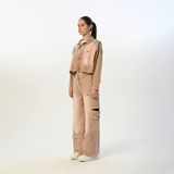 09-15 Yaş Kız Çocuk Gabardin Kısa Ceket - Bej - Regular Fit - 12 - 13 Yaş