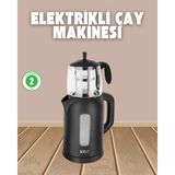 0,9 L Cam Demlik ve 1,7 L Su Haznesi ile Çay Keyfi - 01-Mavi