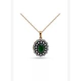 1.00 Karat Oval Zümrüt Elmas Kolye