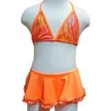 1-14 Yaş Kız Çocuk Turuncu Bikini (Turuncu, 5-6 Yaş)