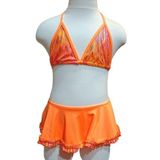 1-14 Yaş Kız Çocuk Turuncu Bikini (Turuncu, 7-8 Yaş)