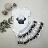 1-2-3 Yaş Payetli Mickey Nakışlı Kısa Kollu Brode Etekli 2li Kız Bebek Takımı Siyah - 2 Yaş