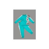 1-2-3 Yaş Payetli Pelüş Tavşan Desenli Likra Penye Kumaş Sweat Pantolonlu Kız 2li Çocuk Takımı - Mint Yeşili - 1 Yaş
