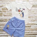 1-2-3 Yaş Topçu Erkek Çocuk Baskılı Şortlu Kısa Kollu Tişört 2li Erkek Bebek Takımı Beyaz - 2 Yaş