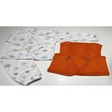 1-2 Yaş El Örgüsü Turuncu Yelek ile Pijama Setinden Oluşan Hediye Seti - 1 – 2 Yaş
