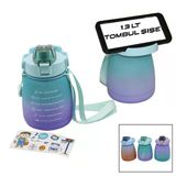 1.3Lt - Tombul Pipetli Renkli Plastik Suluk Matara Kilitli Kapaklı - Telefonluklu (5517)