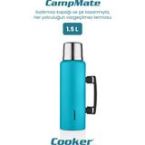 1.5 Litre Çift Katlı Çelik Termos-24 Saat Sıcak, 48 Saat Soğuk, Kulplu (Kamp, Piknik, Ofis, Seyahat) - Mavi - 1,5 lt