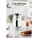 1.5 Lt Isı Yalıtımlı Çay ve Soğuk Su Termosu Şeffaf (12 Saat Sıcak Tutar& Içi Camdır) - 1 lt