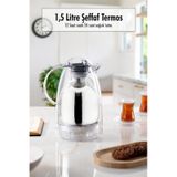 1.5 Lt Isı Yalıtımlı Çay Ve Soğuk Su Termosu Şeffaf (12 Saat Sıcak Tutar& İçi Camdır)
