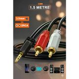 1.5 Metre 3.5mm 2rca Jak Kablosu Stereo Splitter Aux Profesyonel Av Kablosu Dvd Tv Cd Ses Kablosu 1.5 M