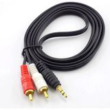1.5 Metre Stereo Lale Kablo Ses Sistemi Kablosu Aux Rca 1.5m Stereo 2 Rca Erkek Kablo 3.5mm - Siyah