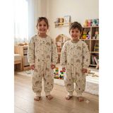 1.5 Tog Kollu Uyku Tulumu, %100 Doğal Pamuk, Çift Kat Pazen, Unisex, Ekru, 6-12 Ay - -- - Çok Renkli