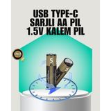 1.5V Aa Şarjlı Lityum Pil | 1000+ Kez Şarj Edilebilir | Hızlı Type-C Şarj (2 A - SPTROT7297-5