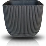 1.8lt 15X15X13 cm Dekoratif Mercan Desenli Tabaklı Mat Plastik Saksı No3 - 1,8 Litre - Antrasit