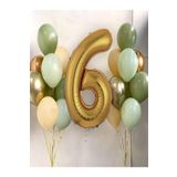 1-9 Yaş Gold Balon Ve 16 Balon (4Küfyeşil+4Mintyeşil+4Somon+2Gold+2Gümüş) 16In1, 6